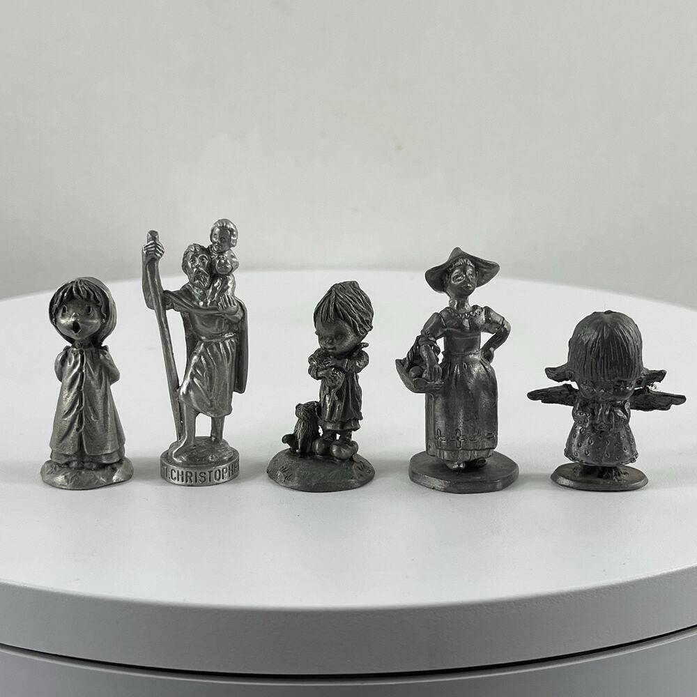 Vintage Pewter Figurines Lot Of 5